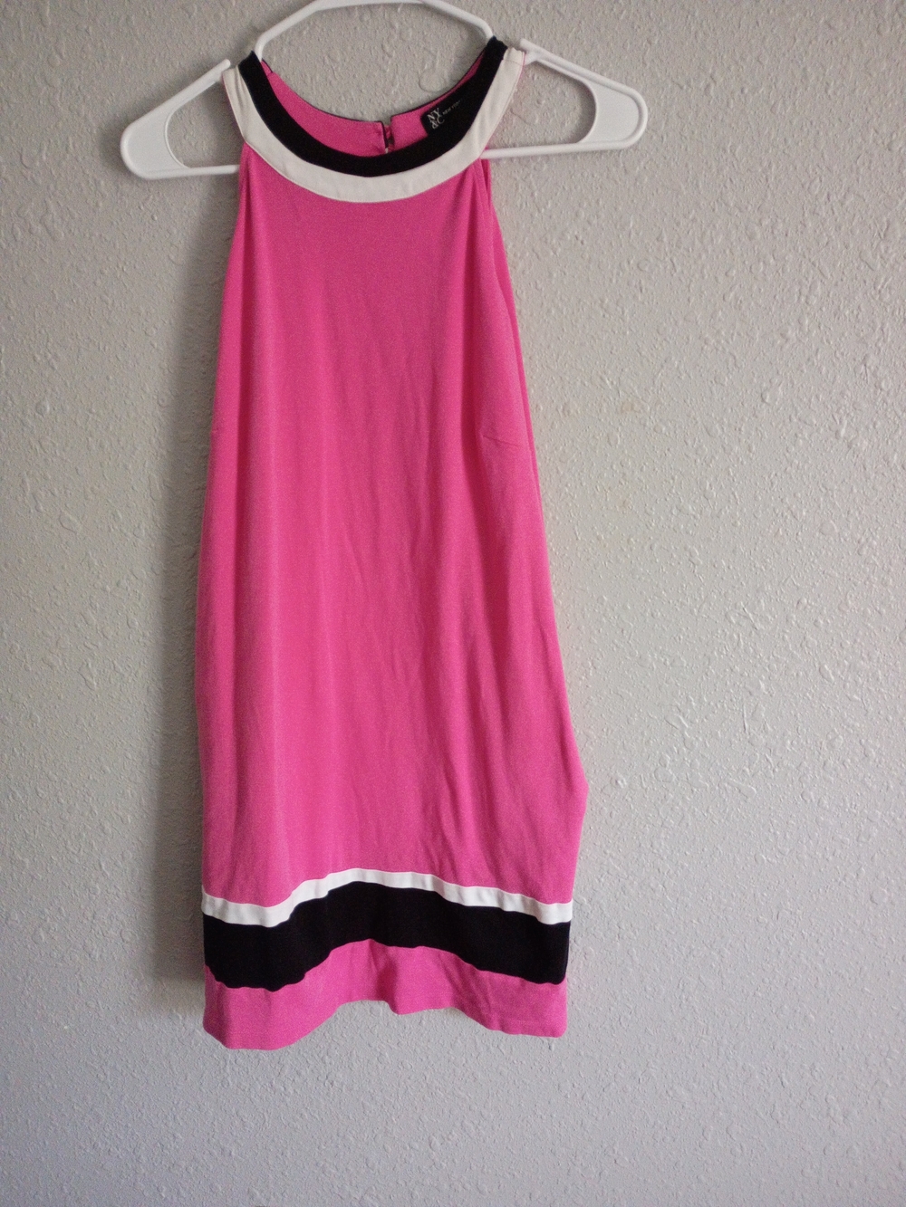 New York & Company Pink Dress with Black & White Trim